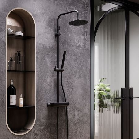 936780300 Scandinavian Pure душевая система с душевым смесителем-полкой, чёрный, артикул 936780300