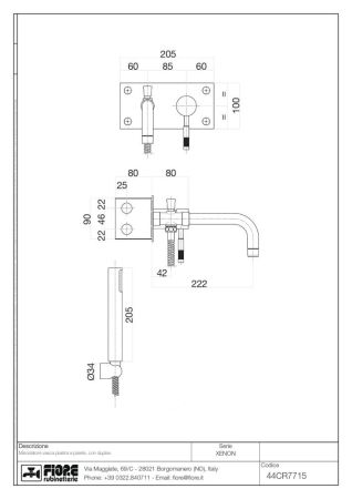 Fiore Xenon, однорычажный встраиваемый смеситель для ванны, цвет золото, артикул 44OO7715