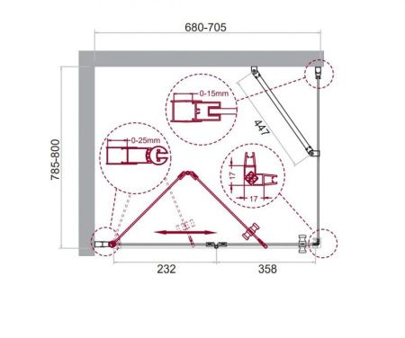 Душевой уголок BelBagno ALBANO-ASH-1-90/80-C-Cr