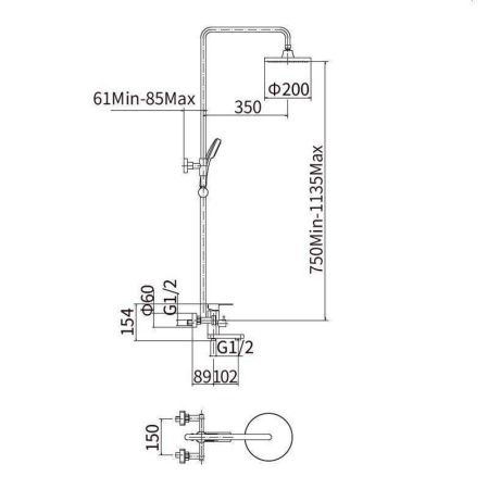 Душевая система FASHUN A52401, сатин