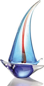 Casablanca, стеклянная скульптура "Парусник", цвет сине-красный