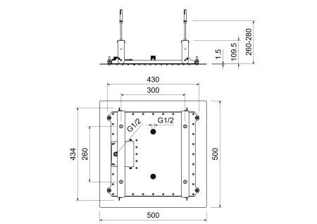 Верхний душ 500*500 мм, 2 jet (внешняя и скрытая часть) AQUATEK AQ2082CR, артикул AQ2082CR