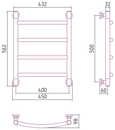 Полотенцесушитель водяной "ГАЛАНТ+" 500х400 (Шампань), артикул 020-0200-5040