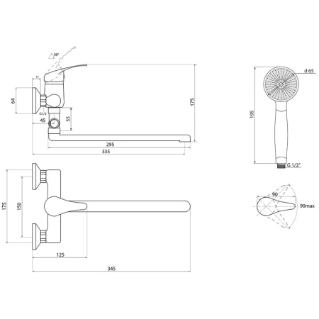 Смеситель для ванны Славен СЛ-ОД-П31, хром