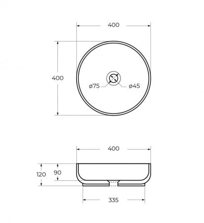 Раковина накладная керамическая, Серая матовая CZR-6595-GO, артикул CZR-6595-GO