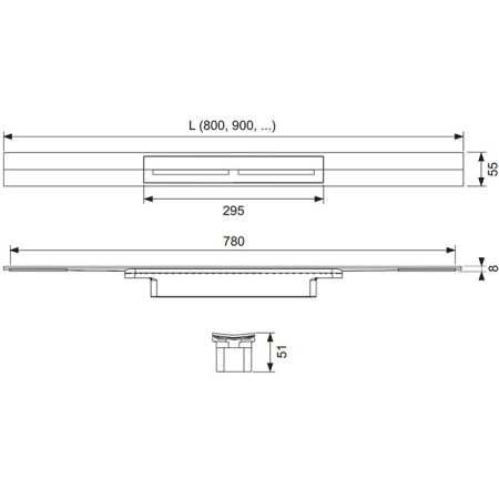 Профиль для душа TECEdrainprofile, 1600 мм, PVD Brushed stainless steel, black / сатин, черный, артикул 671621