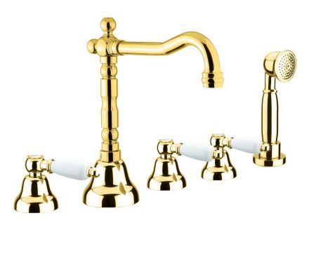 Смеситель на борт ванны Fiore COLONIALE 02OO0607, золото, артикул 02OO0607