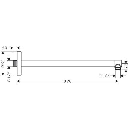 AX  Держатель верхнего душа, настенный, 390 мм, ½’, цвет: шлифованный никель, артикул 26431820