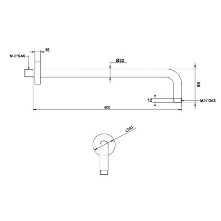 BONGIO Держатель верхнего душа 300 мм., цвет Or Francais Mat, артикул 802HM40PR
