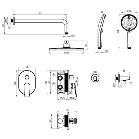 Смеситель Lemark Verba для душа, встраиваемый (LM11429C), артикул LM11429C