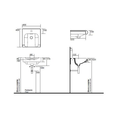 KERASAN Inka Project Раковина INKA 40x40x35,5 без отверстия под смеситель,цвет белый, артикул 341201*0