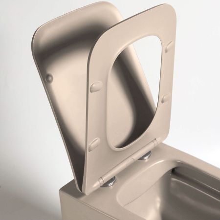 Унитаз подвесной Q-Line VT1-12MC безободковый, цвет капучино мат., ультратонкое soft close сиденье, артикул VT1-12MC