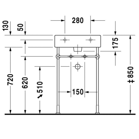 Duravit Vero Металлическая консоль регулировка по высоте + 50 мм, хром для умывальника # 045450, артикул 0030651000