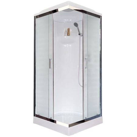 Душевая кабина Royal Bath HP 90х90 RB90HP1-M-CH стекло матовое задняя стенка Белая