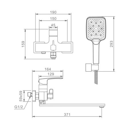 Смеситель для ванны Raglo R01.22.09, графит, артикул R01.22.09