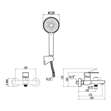 Смеситель для ванны Fmark FS8803Q, графит