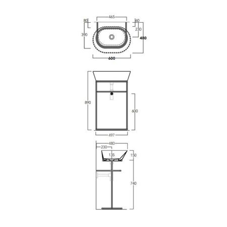 SIMAS WAVE Раковина чаша овальная   62х42х16,5 см,  без отв под смеситель,цвет белый, артикул WA02 bi*0