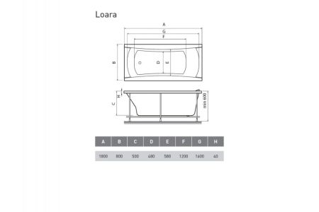 Ванна акриловая Relisan LOARA Гл000011735, 180x80, артикул Гл000011735