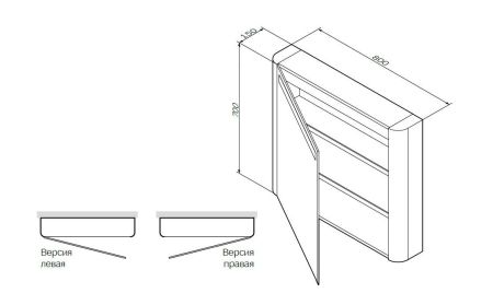 M30MCR0801NF Sensation, зеркало, зеркальный шкаф, правый, 80 см, с подсветкой, орех, текстурированна, артикул M30MCR0801NF