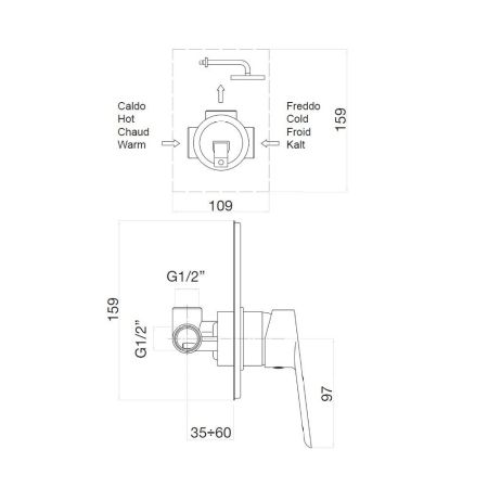 Смеситель для душа встраиваемый Webert Sax Evolution SE880101560, черный, артикул SE880101560