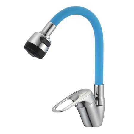 Смеситель для кухни с гибким изливом D-Lin D150628-6T, хром/синий, артикул D150628-6T