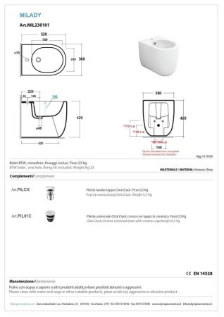 Olympia Milady, напольное биде 52x37xh42, цвет черный матовый
