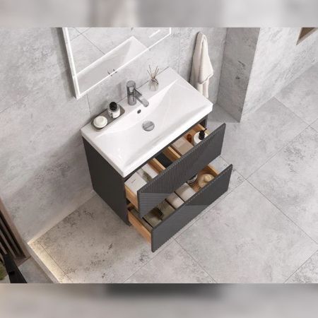 Тумба под раковину напольная Velvex Edge tn.EDG.9696.70.2Y графит, 70 см, артикул tn.EDG.9696.70.2Y графит