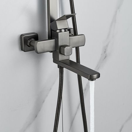 Душевая система Shevanik S7036T, оружейная сталь