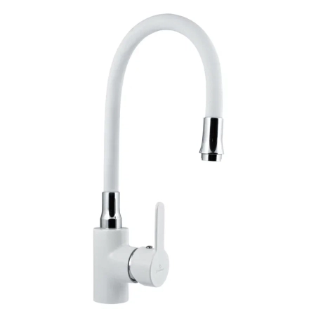 Смеситель для кухни с гибким изливом Славен СЛ-ЦВ-Ф26, белый
