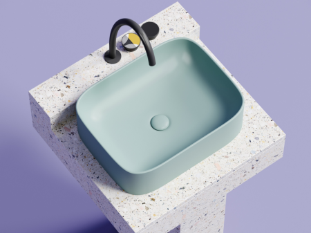 Умывальник чаша накладная прямоугольная (цвет Зеленый Матовый) Элемент (Element) 505x380x150мм, артикул CN6052MLG