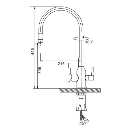 Смеситель для кухни с подключением фильтра Raglo R81.64.09, графит, артикул R81.64.09
