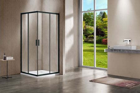 Душевой уголок Garda VSS-1G1111CLB, 1100*1100, черный, стекло прозрачное, артикул VSS-1G1111CLB