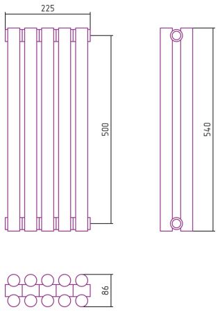 Отопительный радиатор ЭСТЕТ-11 н/ж 500х225 / 5 сек (САТИН), артикул 071-0302-5005