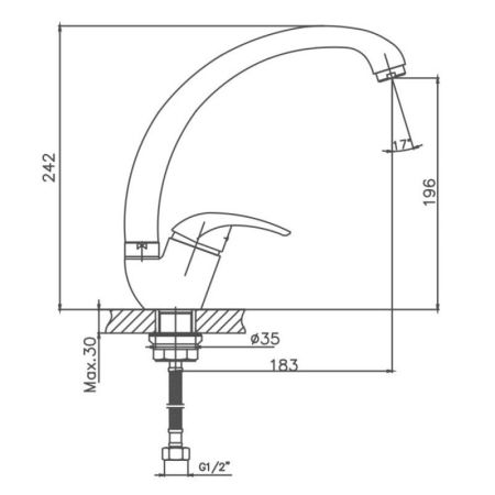 Смеситель для кухни Cron CN4129-2, хром