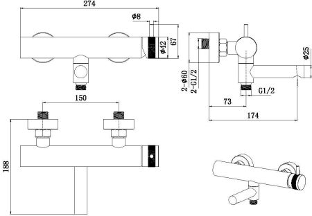 Смеситель для ванны Allen Brau Priority 5.31B10-BN никель браш, артикул 5.31B10-BN