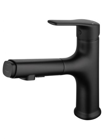 Смеситель для раковины с выдвижным изливом WONZON & WOGHAND, Черный матовый (WW-AE4151-MB), артикул WW-AE4151-MB