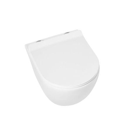 OVALE Унитаз подвесной безободковый с сиденьем в комплекте AM011CHR/SC, артикул AM011CHR/SC