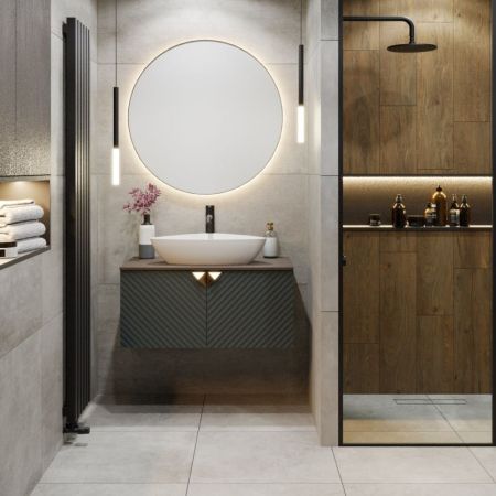 Тумба Runo Андорра 70 графит/дуб коньячный подвесная под накладной умывальник (00-00004646), артикул 00-00004646