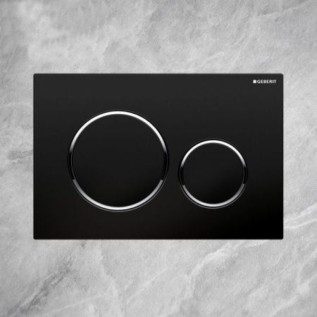 Клавиша смыва, Geberit, Sigma20, назначение-для унитаза, ширина, мм-246, глубина, мм-12, высота, мм-164, тип смыва-двойной, тип управления-механический, цвет-черный/глянцевый хром/черный