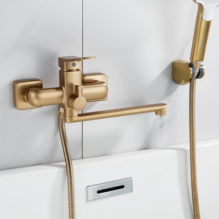 Смеситель для ванны Shevanik S9902G, золотой сатин, артикул S9902G