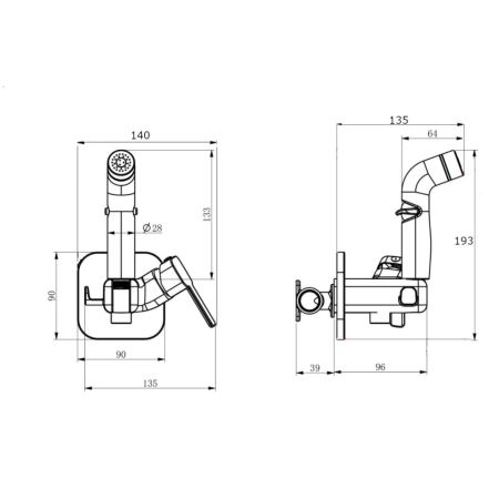 Гигиенический душ встраиваемый RUSH Capri (CA1435-99Black), артикул CA1435-99Black