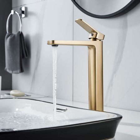 Смеситель для раковины Shevanik S9911G, золотой сатин, артикул S9911G