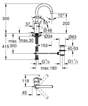 Смеситель для раковины GROHE Concetto с высоким изливом, хром (32629002) Смеситель для раковины GROHE Concetto с высоким изливом, хром (32629002)