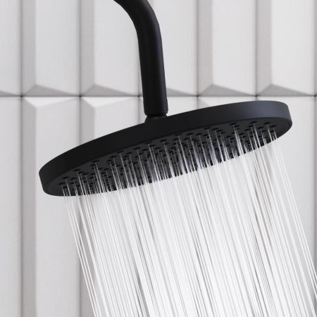 947730300 Apollo душевая система с ванно-душевым смесителем-полкой, черный, артикул 947730300