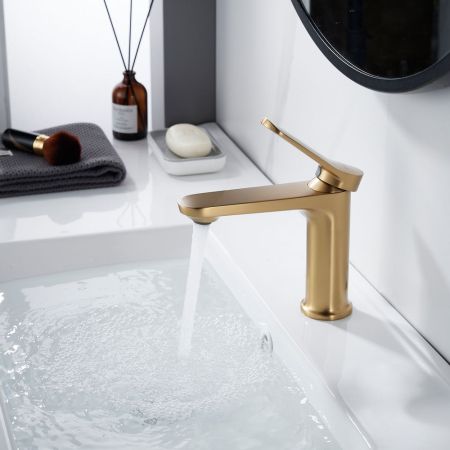 Смеситель для раковины Shevanik S4301G, золотой сатин, артикул S4301G