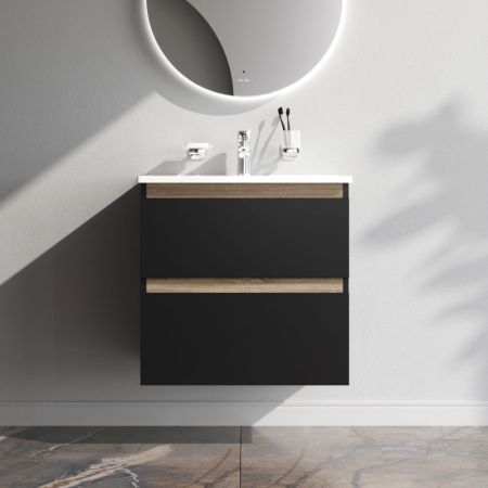 M85AFHX0652BM X-Joy, База под раковину, подвесная, 65 см, 2 ящика, черный матовый, артикул M85AFHX0652BM