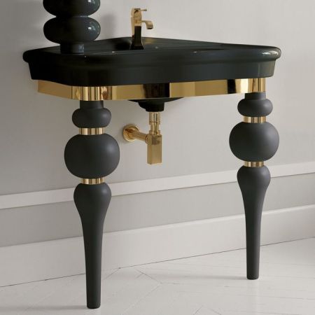 3SC  Консоль Via Veneto 70х52хh96см, с раковиной LA11 и сифоном, цвет: черный матовый/хром