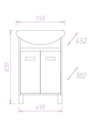 Тумба Onika Гамма 55 напольная, ясень шимо/венге (ум. Erica 55)
