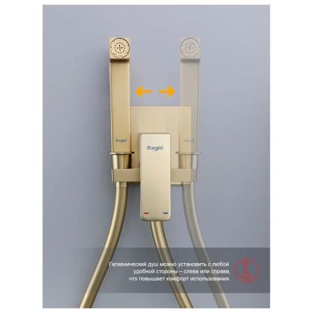 Гигиенический душ со смесителем встраиваемый Raglo R02.54.03, сатин золотой