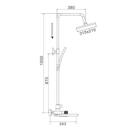Душевая система с термостатом Rose R1896H, черный